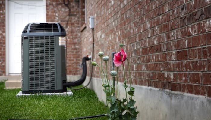 Air conditioning unit outside a home